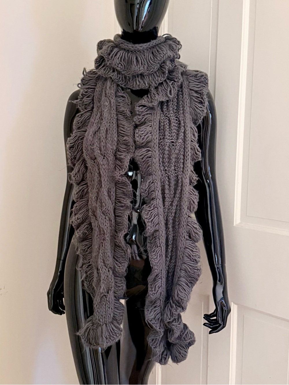 Anthropologie Dark Gray Chunky Knit Scarf